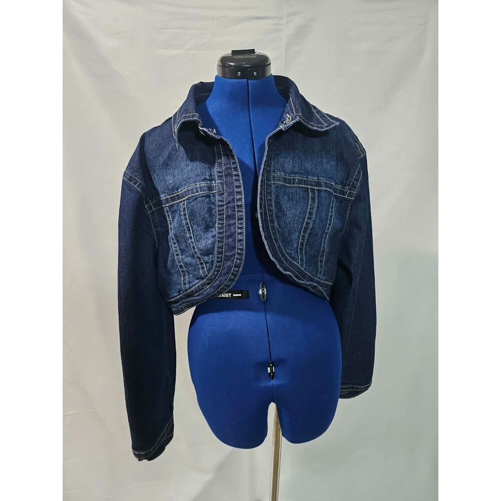 Lazer Jeans Women’s 3X Dark Wash Denim Cropped Jacket Stretch Y2K